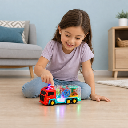 Interactive Fire Truck Toy with Colorful Moving Gears