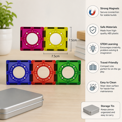 Magnetic Building Blocks Set for Kids – Travel-Friendly Storage Tin
