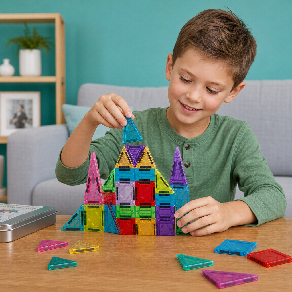 Magnetic Building Blocks Set for Kids – Travel-Friendly Storage Tin