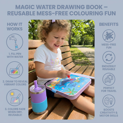 Magic Water Drawing Book – Reusable Mess-Free Colouring Fun