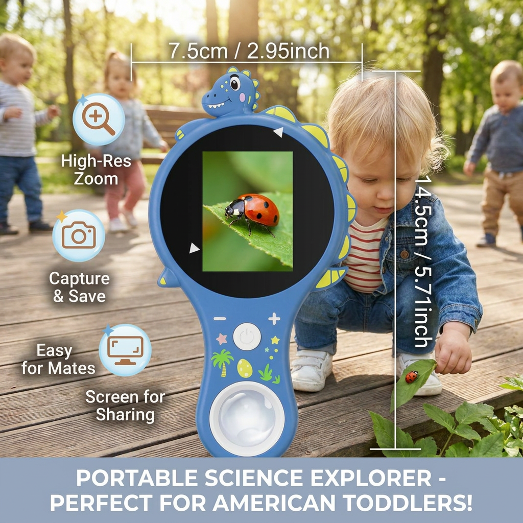 Kids Digital Video Microscope with Screen – Portable Science Explorer for Little Investigators