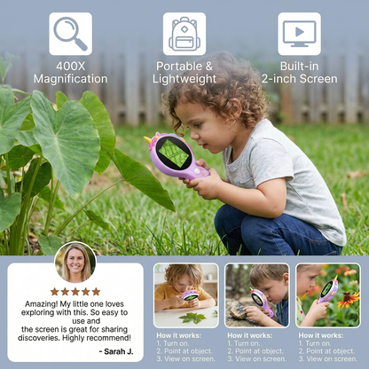 Kids Digital Video Microscope with Screen – Portable Science Explorer for Little Investigators