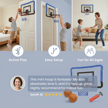 Mini Basketball Hoop for Kids – Wall & Door Mount Set