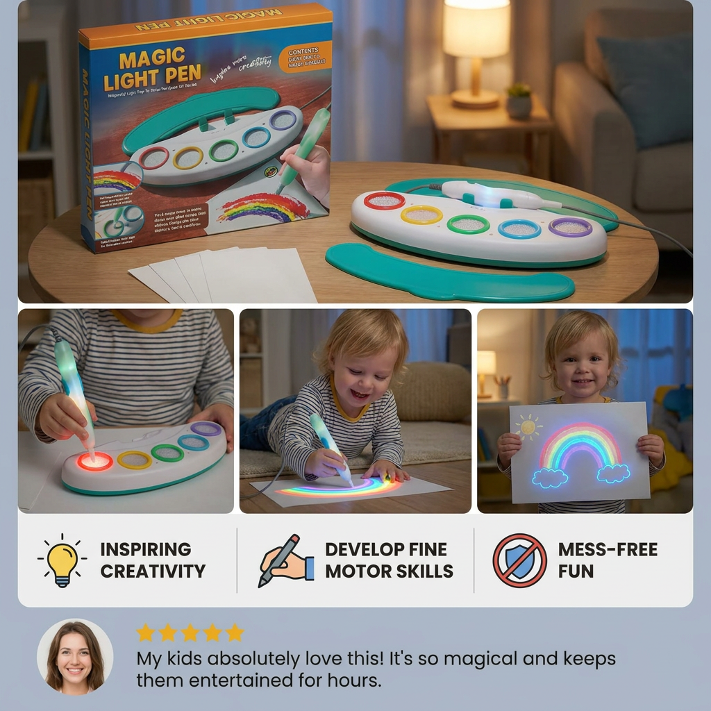 Magic Light Drawing Pen for Kids – Creative LED Art Toy with Music & Glow Effects