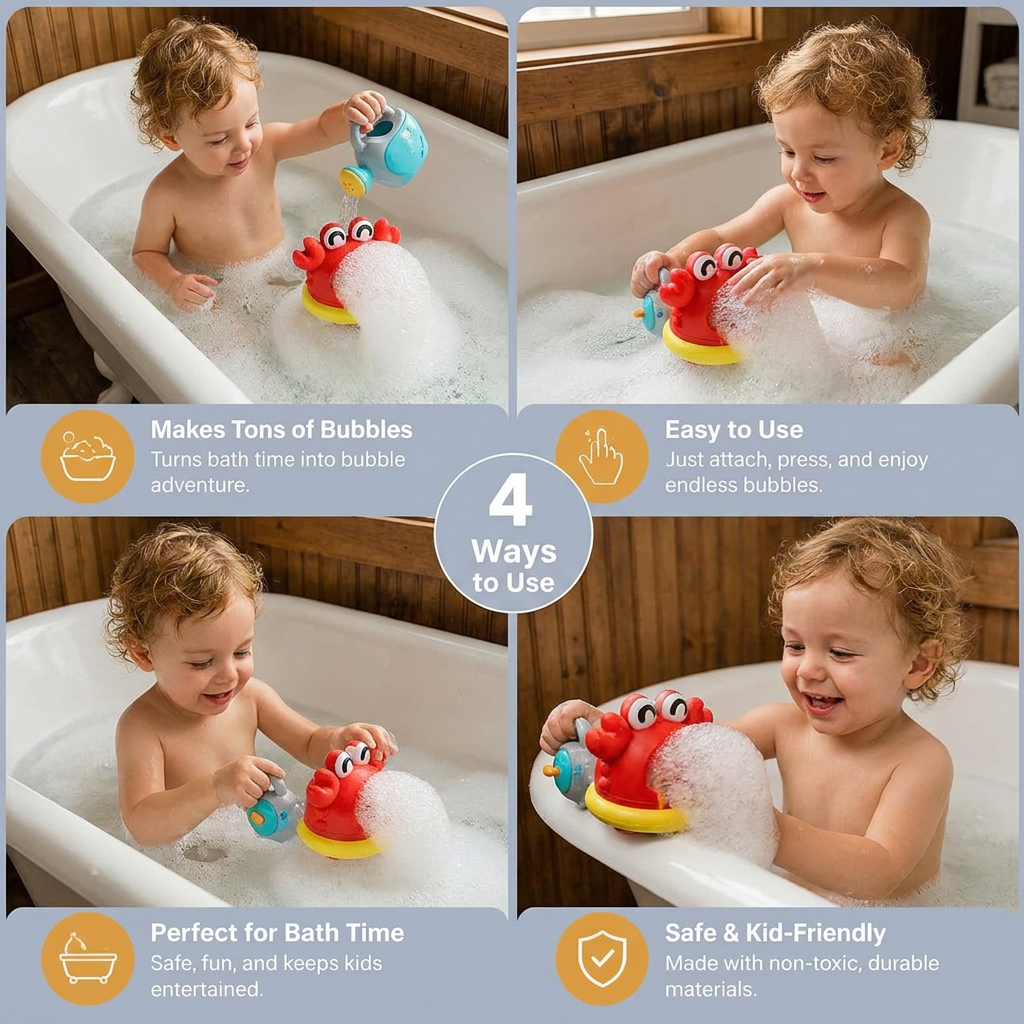 Cute Bubble Bath Toy for Kids – Automatic Foam Maker for Water & Bath Fun