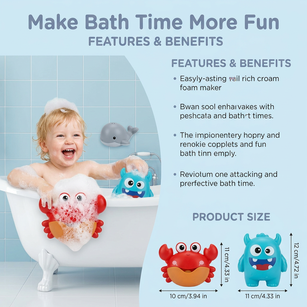 Cute Bubble Bath Toy for Kids – Automatic Foam Maker for Water & Bath Fun