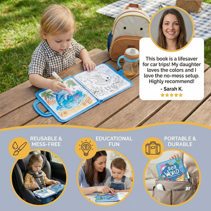 Magic Water Drawing Book – Reusable Mess-Free Colouring Fun
