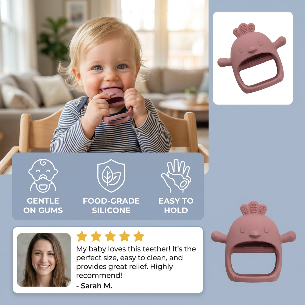 Baby Chick Silicone Teether – Gentle Food-Grade Soothing Toy