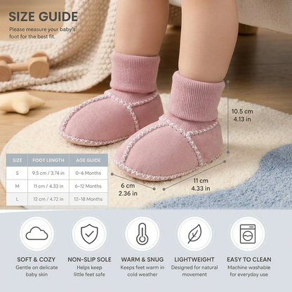 Lined baby winter sock shoes in suede look