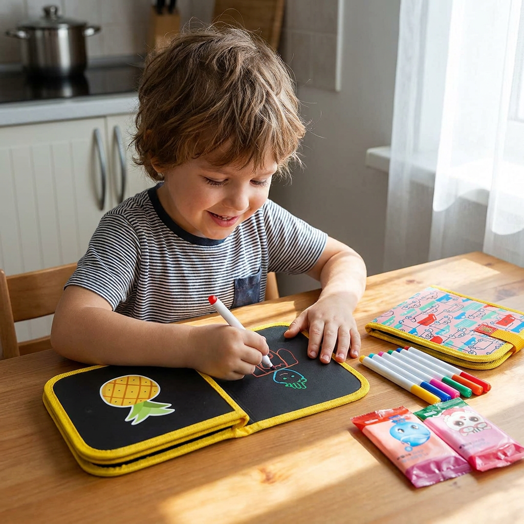 Portable reusable drawing book for children