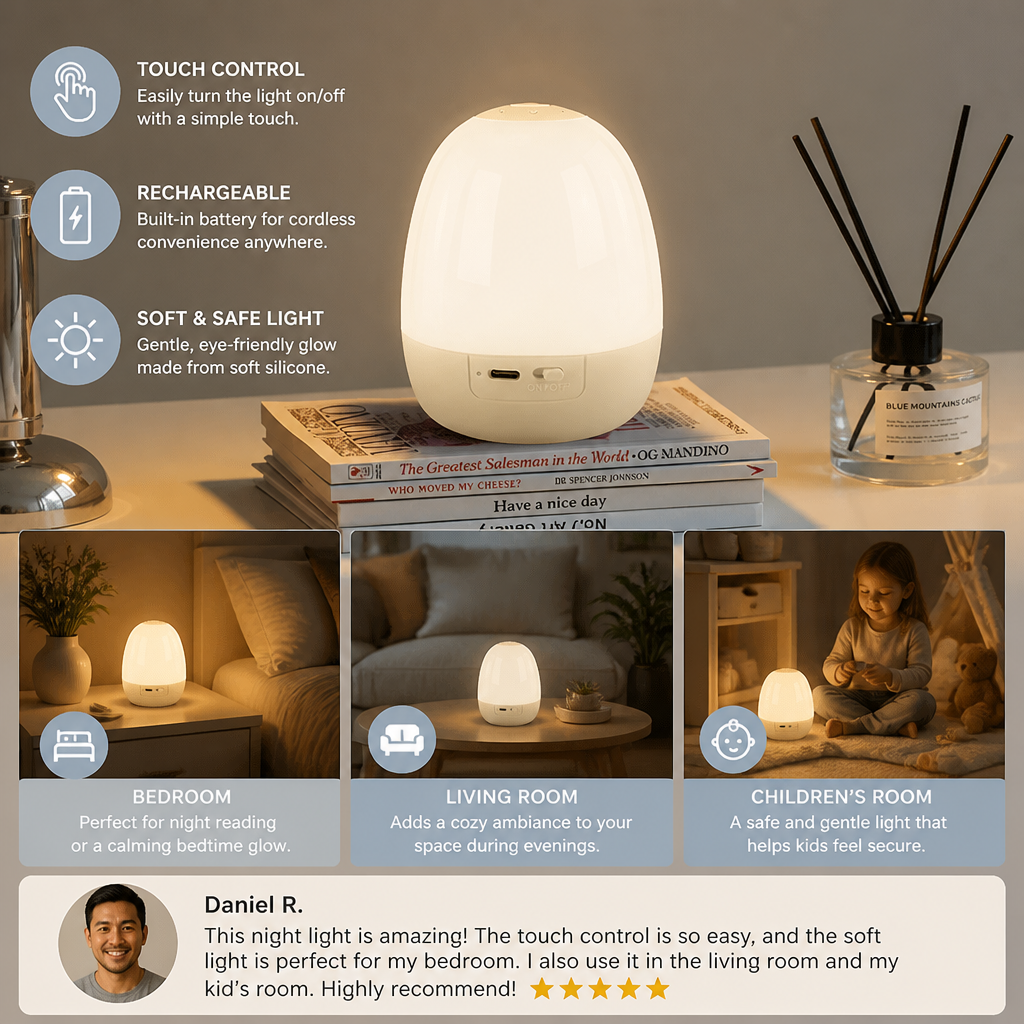 Egg-Shaped Silicone Night Light