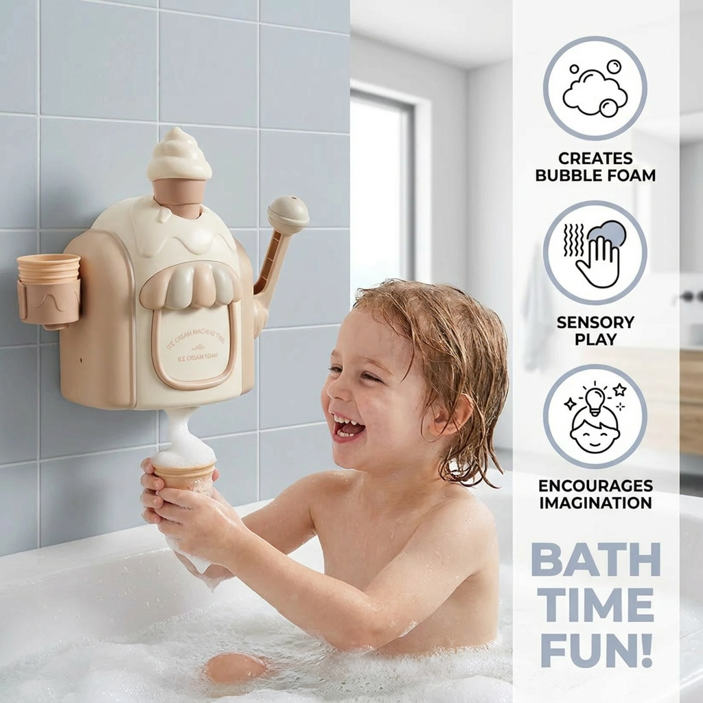 Ice Cream Machine Baby Bath Toy with Bubble Maker