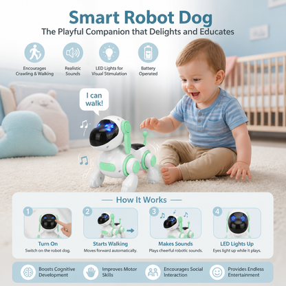 Electric Robot Dog Toy with Walking, Sound & LED Lights for Kids