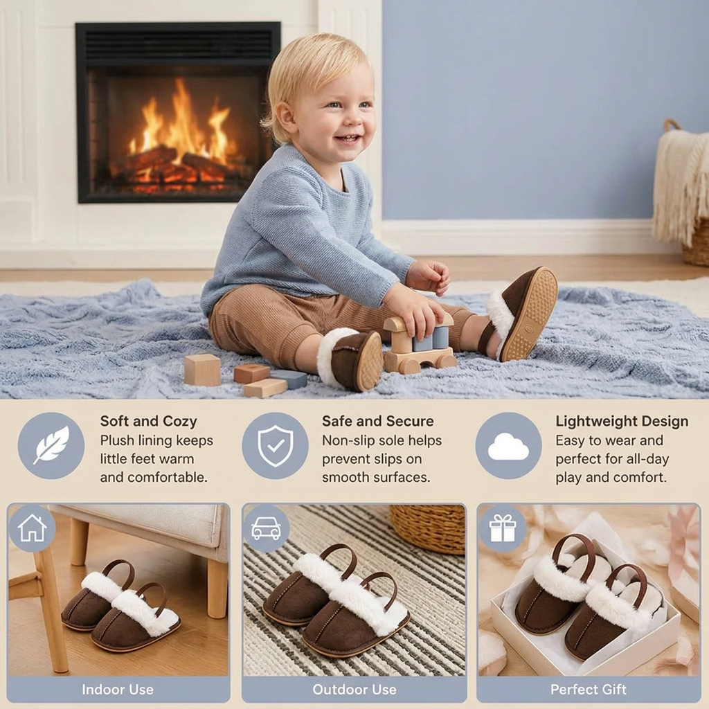 Cozy Baby Non-Slip Shoes with Soft Sole for Indoor & Outdoor Use