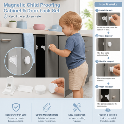 Magnetic Child Proofing Cabinet and Door Lock Set