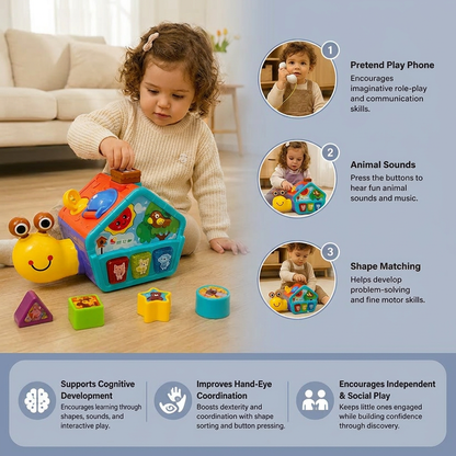 Baby Snail Learning Toy with Phone, Shape Sorter & Animal Sounds