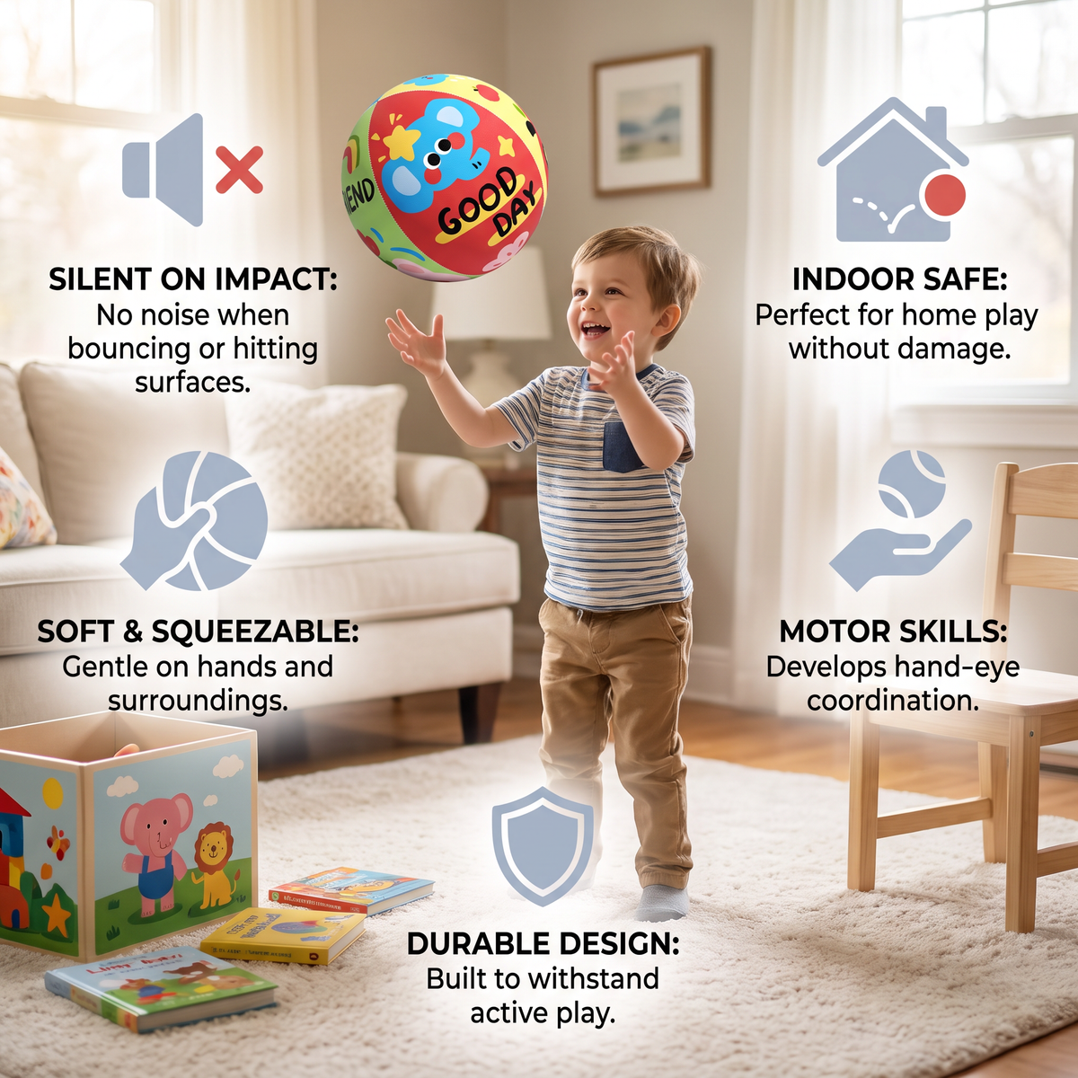 Soft & Safe Silent Indoor Play Ball for Kids