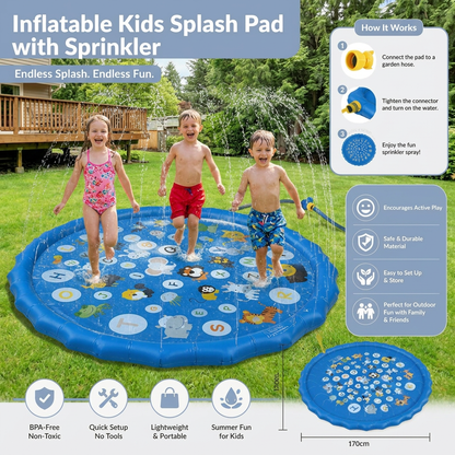 Inflatable Kids Splash Pad with Sprinkler – Outdoor Water Play Mat for Garden & Beach