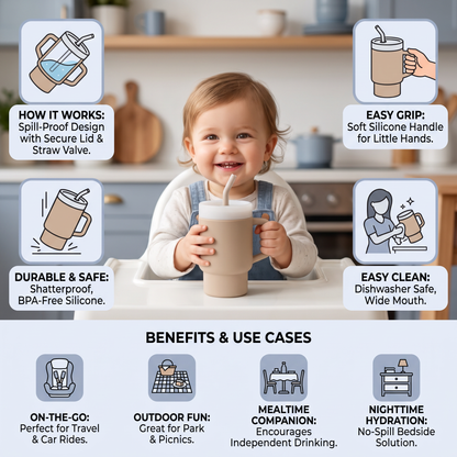 Leakproof Silicone Toddler Straw Cup