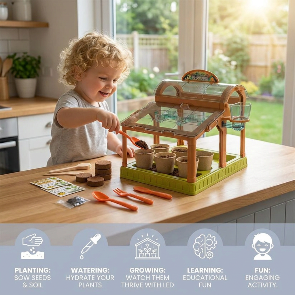 LED Acrylic Kids Greenhouse – Indoor Plant Growing Kit for Learning & Fun