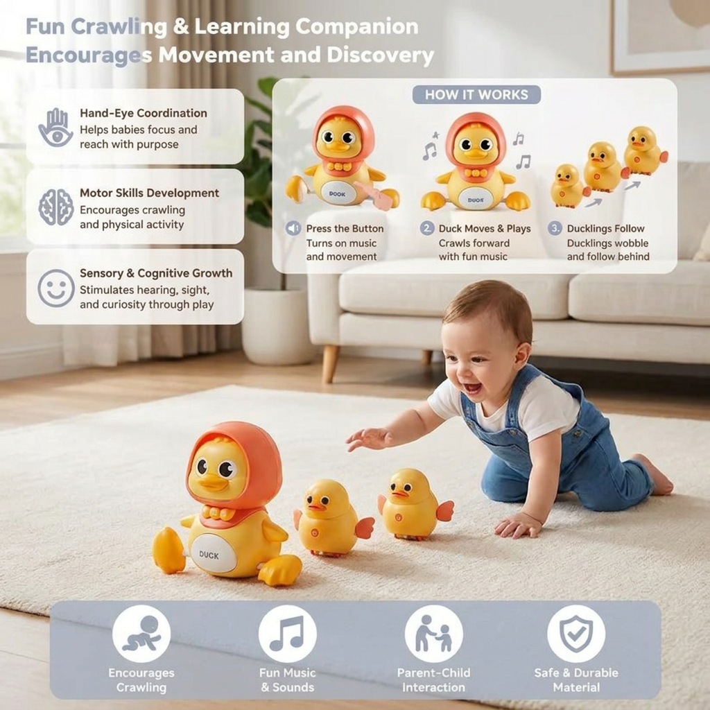 Musical Duck Family Crawling & Learning Toy for Babies