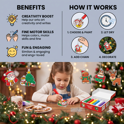 DIY Christmas No-Bake Glue Painting Ornament Craft Kit for Kids