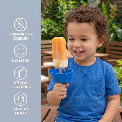 2-Pack Drip-Proof Popsicle Holder for Kids – No-Mess Ice Cream Catcher with Straw