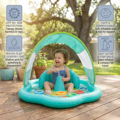 Inflatable Baby Splash Play Mat with Canopy – Water Play & Sun Protection for Toddlers