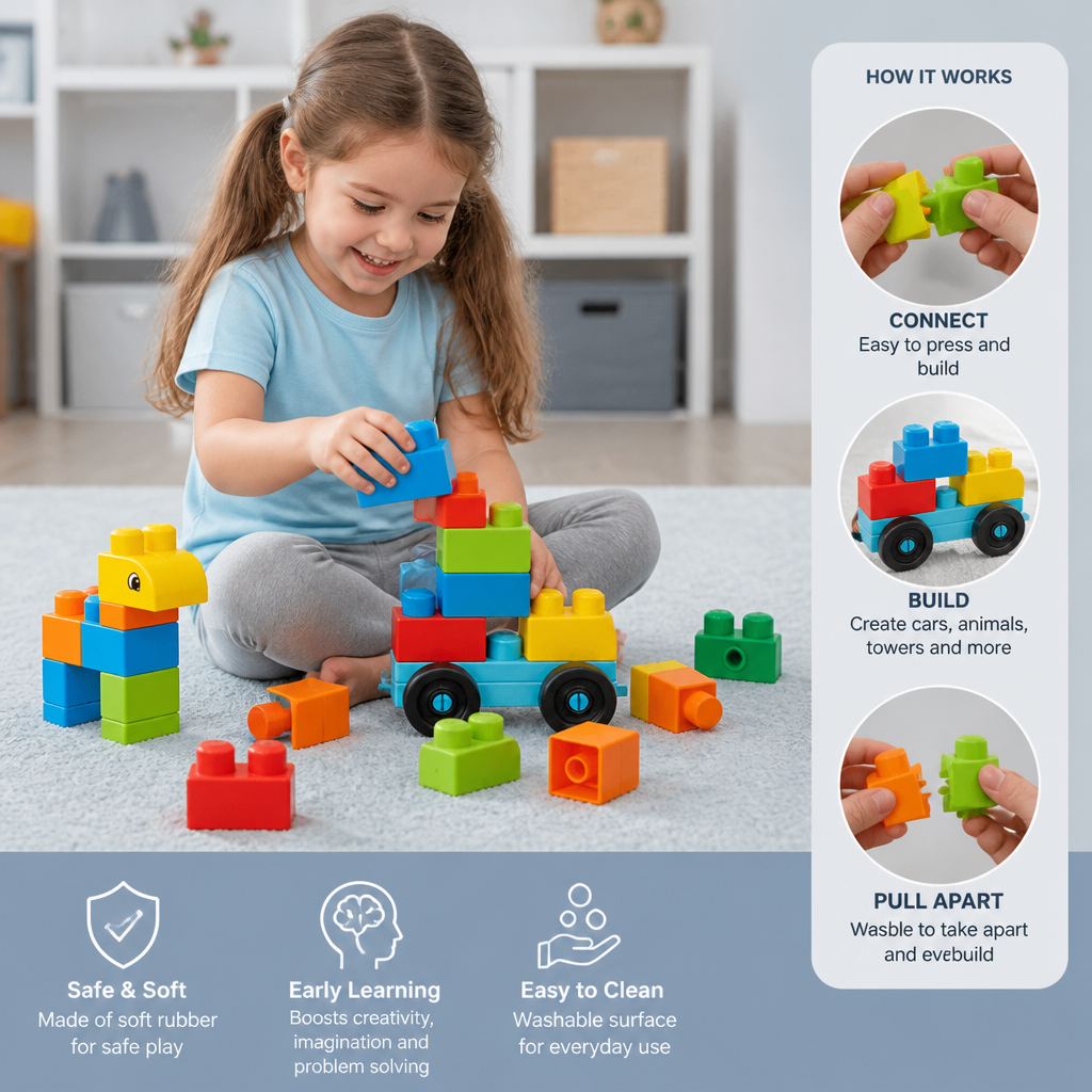 Children's Safe Rubber Building Blocks for Early Education