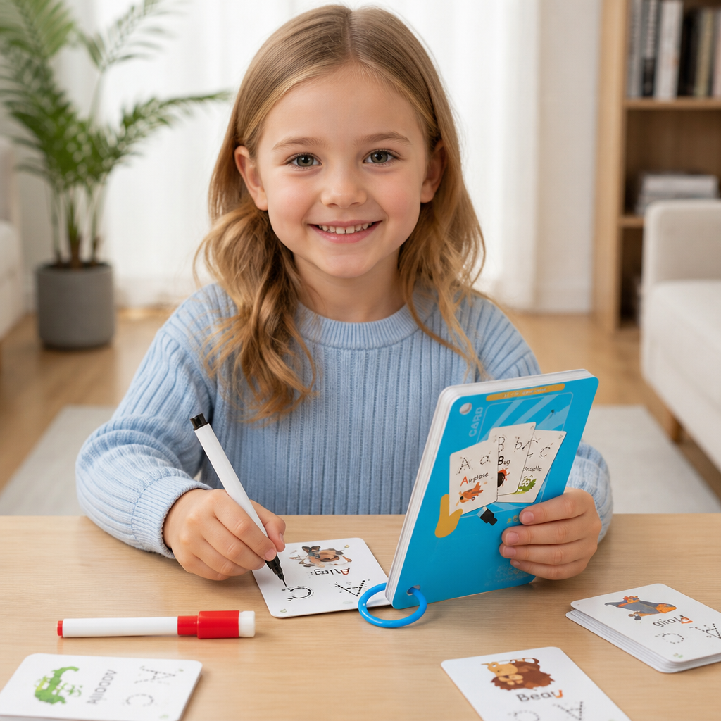 Reusable number and letter tracing book for children