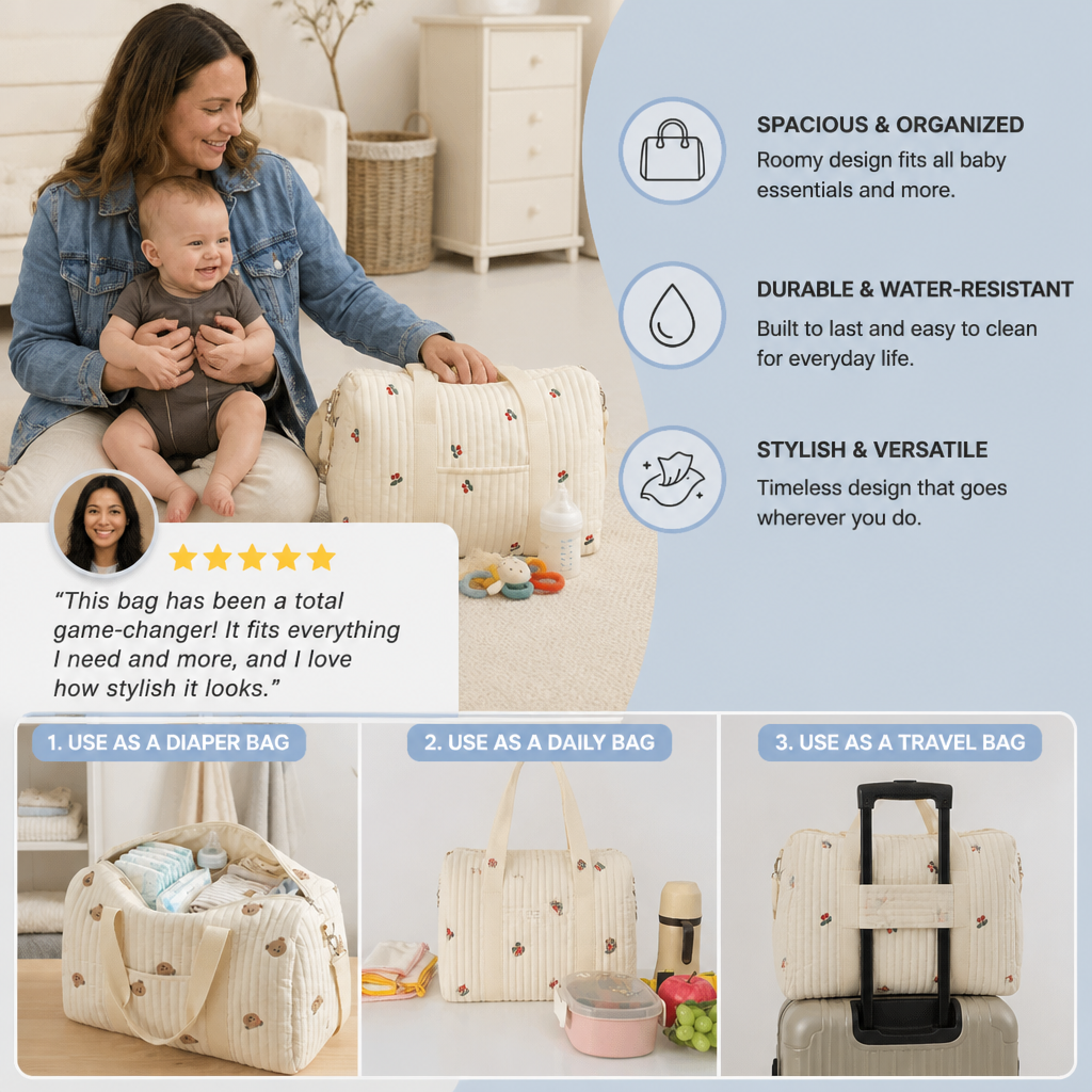 Large mommy baby bag - space for everything moms need!