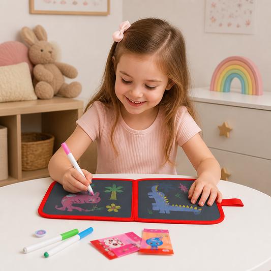 Portable reusable drawing book for children
