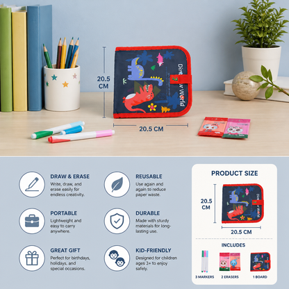 Portable reusable drawing book for children