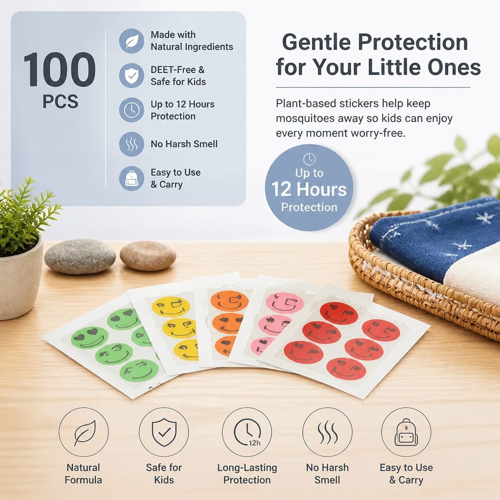 Natural mosquite repellent stickers for kids and babies