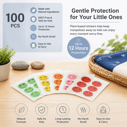 Natural mosquite repellent stickers for kids and babies