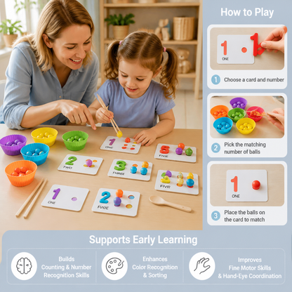 Montessori Ball Number and Colour Sorting Set for Learning to Count