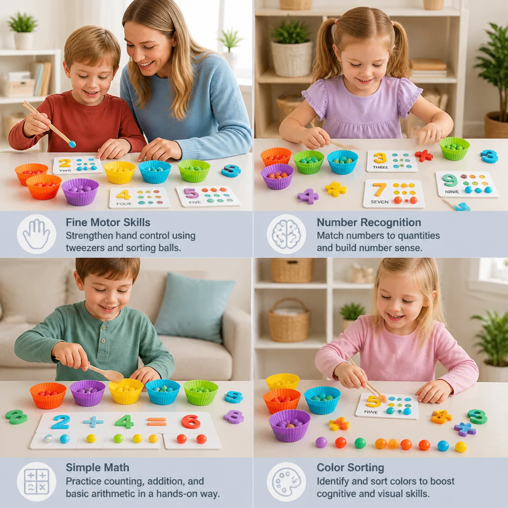Montessori Ball Number and Colour Sorting Set for Learning to Count