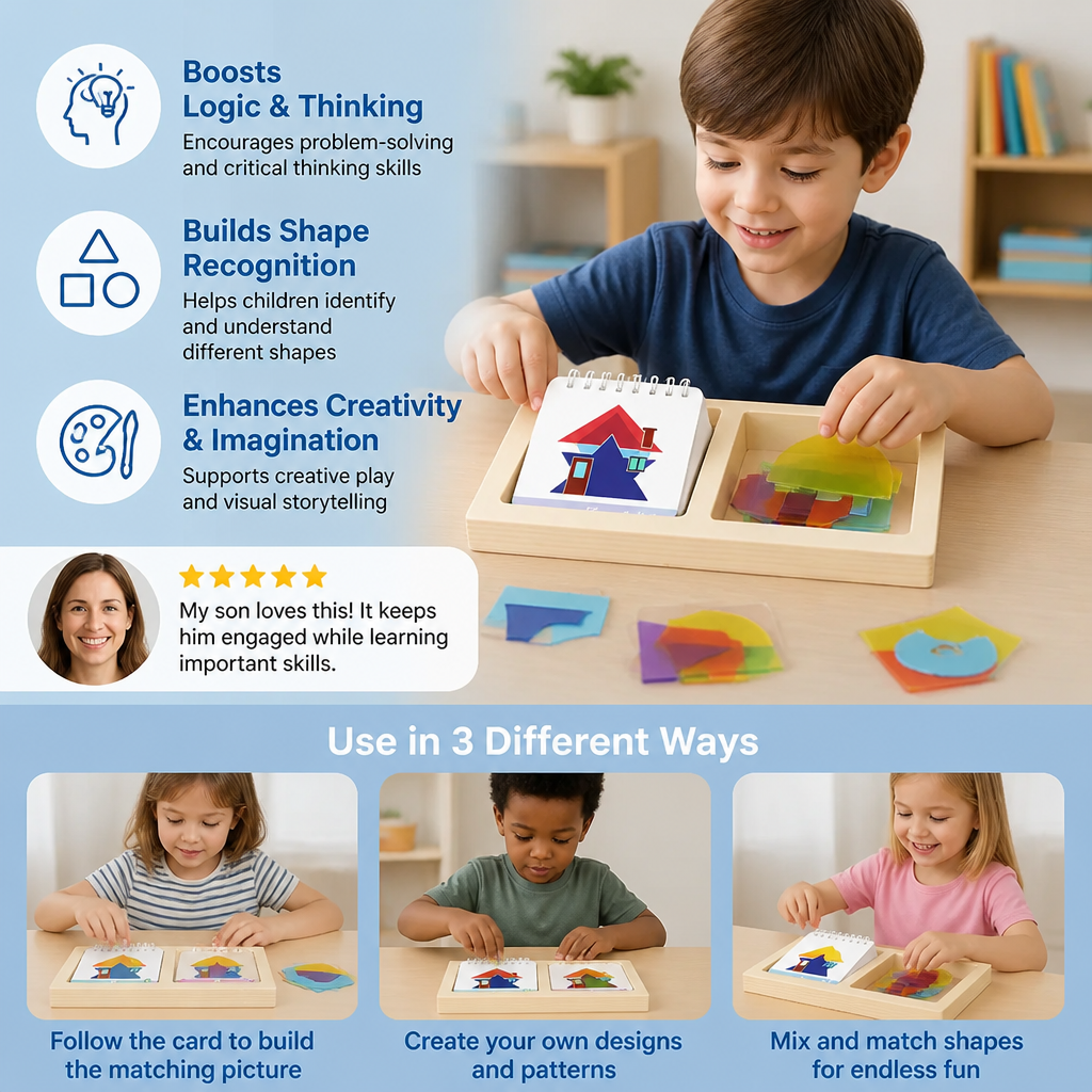 Geometric Colours and Shapes Puzzle Game – Promotes Logical Thinking