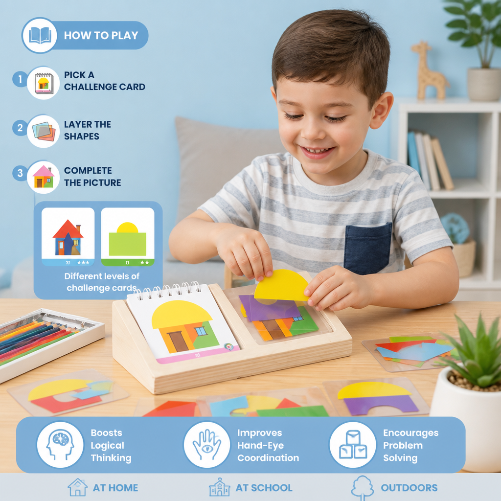 Geometric Colours and Shapes Puzzle Game – Promotes Logical Thinking