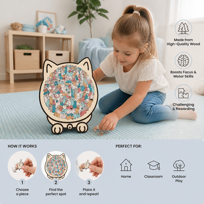 Wooden Cat Shape Puzzle