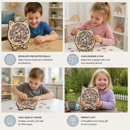 Wooden Cat Shape Puzzle