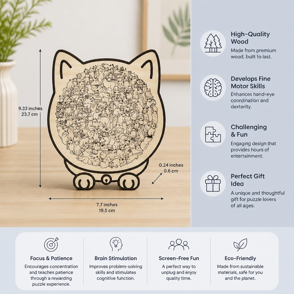 Wooden Cat Shape Puzzle