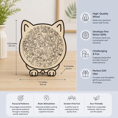 Wooden Cat Shape Puzzle