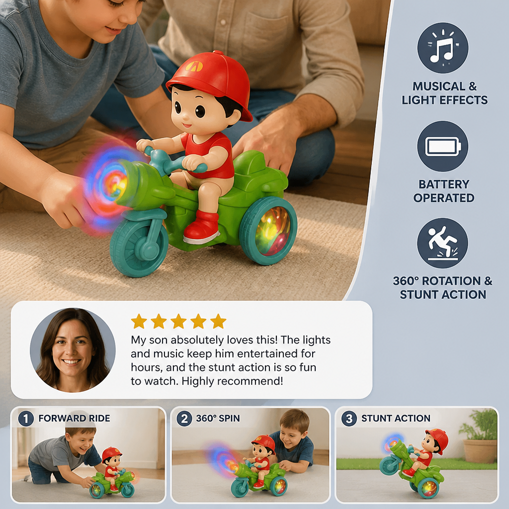 Light-Up Musical Kids Stunt Scooter Toy