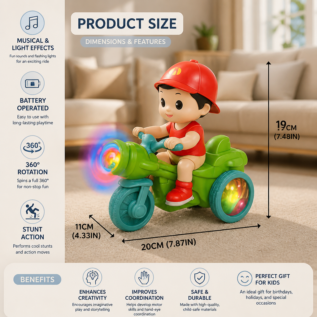 Light-Up Musical Kids Stunt Scooter Toy