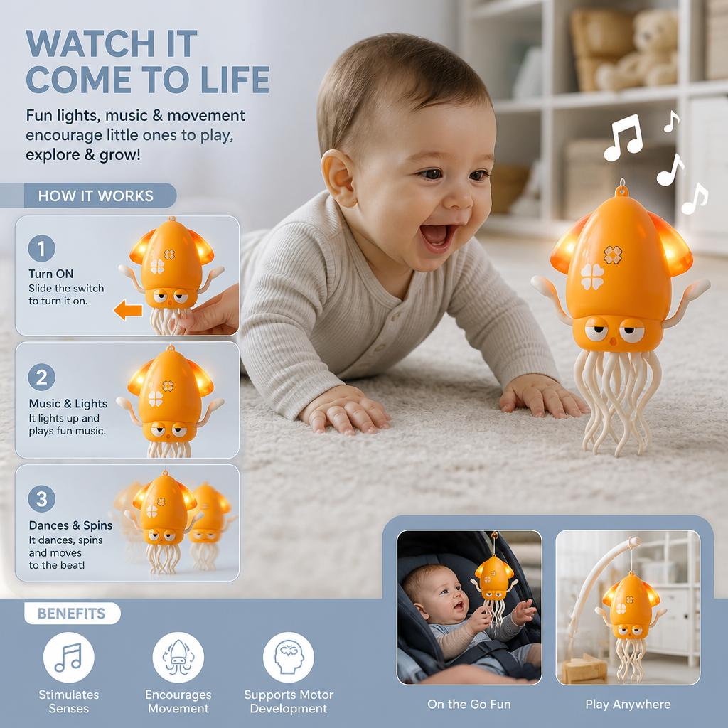Dancing Squid Tummy Time Toy