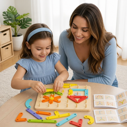 Creative Montessori wooden nail puzzle toy
