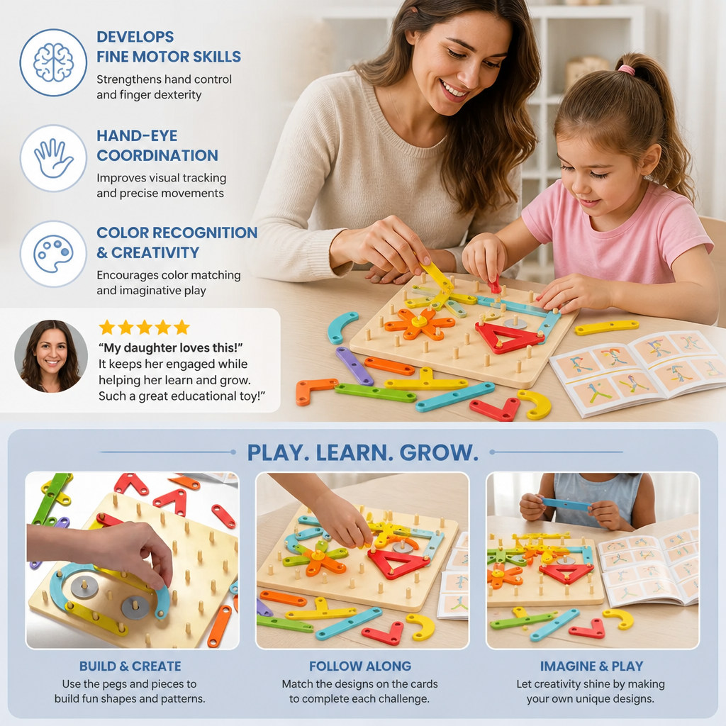 Creative Montessori wooden nail puzzle toy