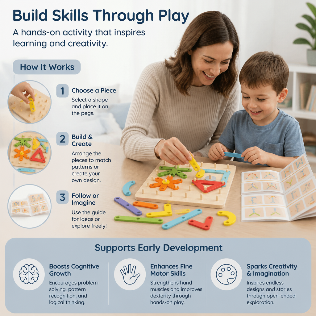 Creative Montessori wooden nail puzzle toy