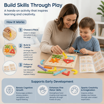 Creative Montessori wooden nail puzzle toy